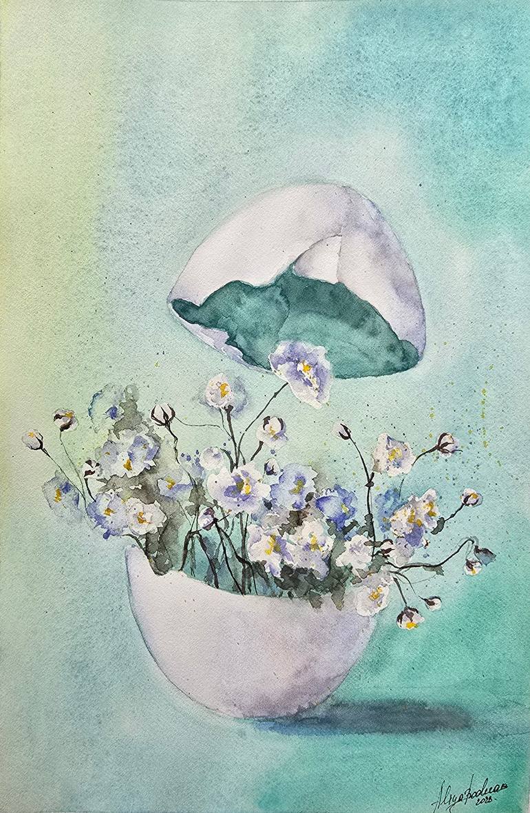Original Floral Painting by Aliya Bodnar  Illustration Art on Paper  Rebirth