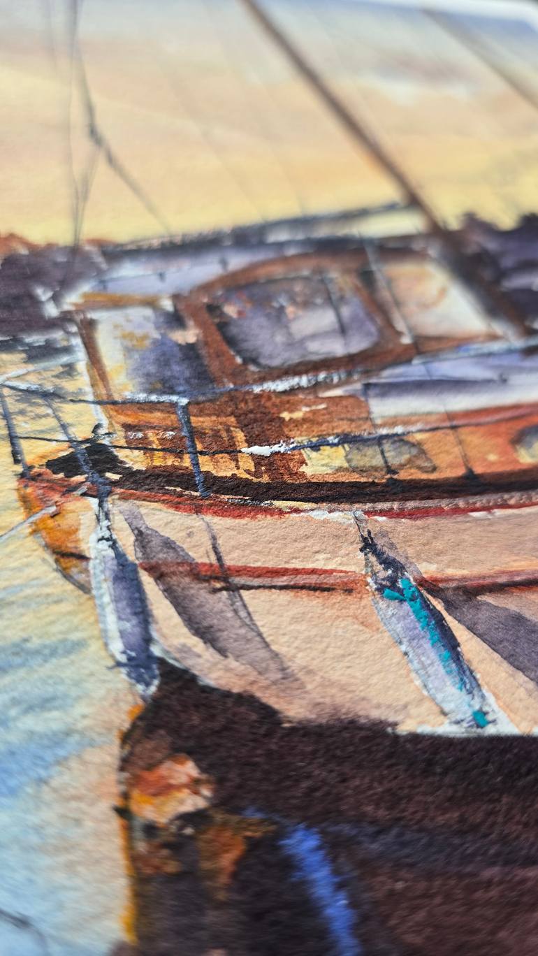 Original Expressionism Boat Painting by Aliya Bodnar