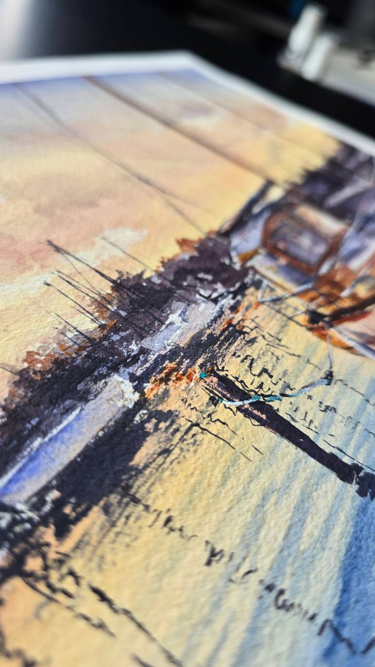 Original Expressionism Boat Painting by Aliya Bodnar