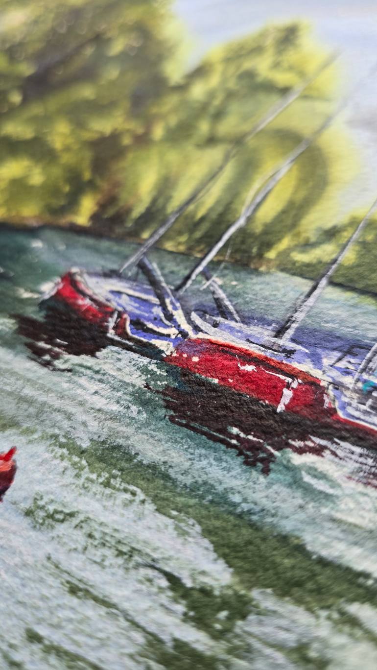 Original Expressionism Boat Painting by Aliya Bodnar