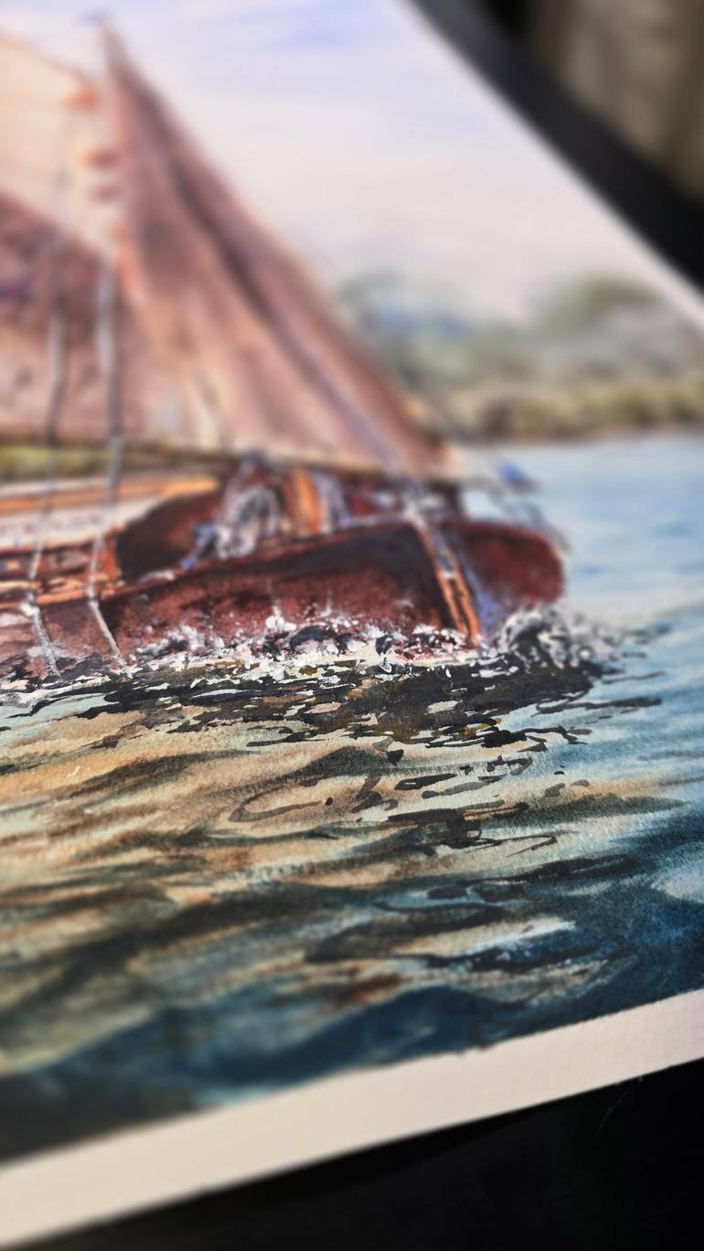 Original Expressionism Boat Painting by Aliya Bodnar