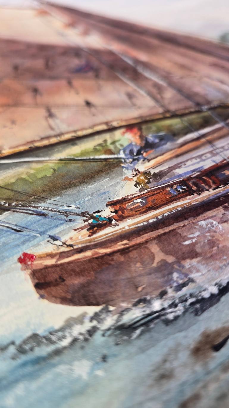Original Expressionism Boat Painting by Aliya Bodnar
