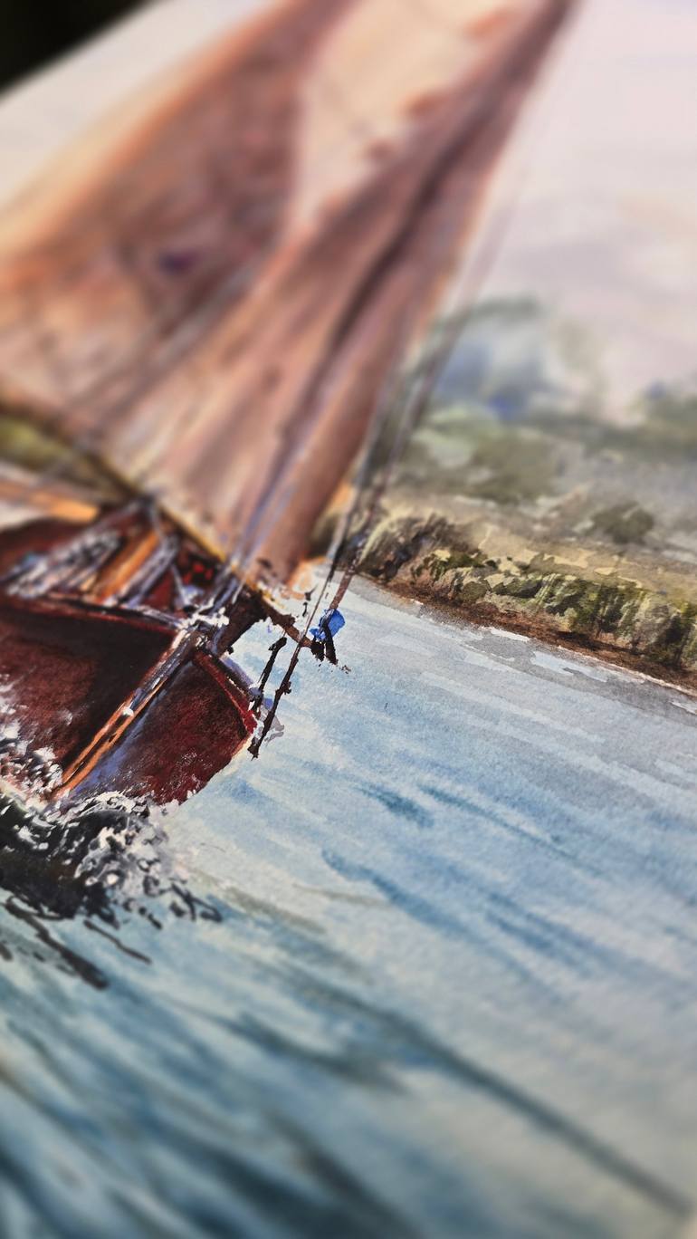 Original Expressionism Boat Painting by Aliya Bodnar