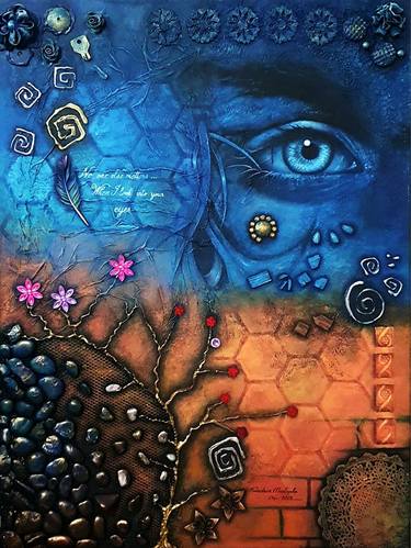 Original Art Nouveau Abstract Mixed Media by Mustapha Nouadria