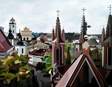 Original Abstract Expressionism Architecture Paintings by Deimantė Karaliūtė