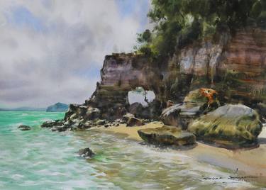 Print of Seascape Paintings by Direk Kingnok