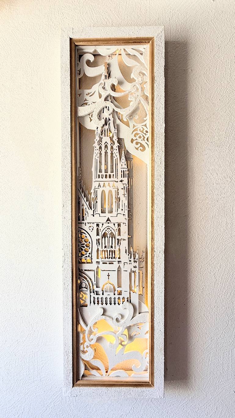 Original Architecture Sculpture by Atelier Kigi | Art Nouveau Art on Mdf | Munyumunyu Saints Peter and Paul Church - Right Panel
