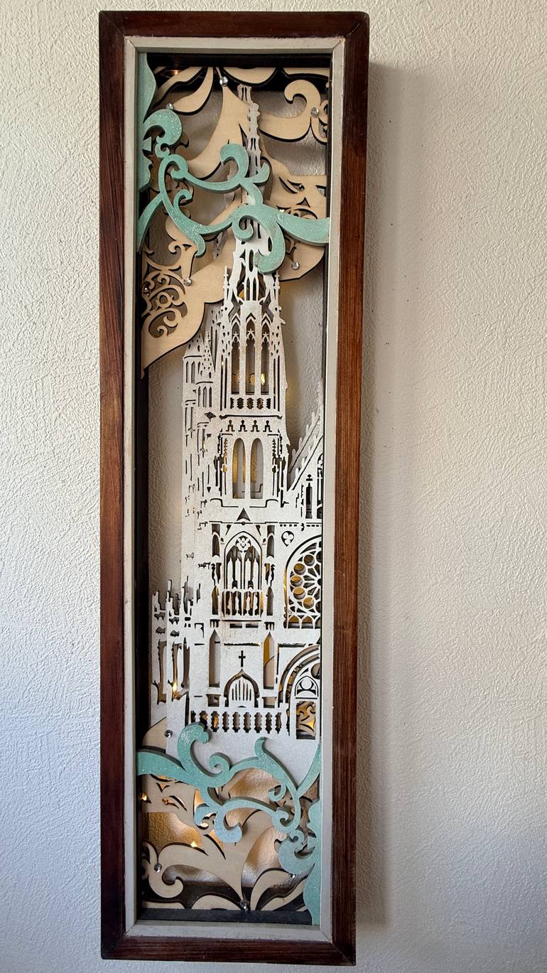 Original Architecture Sculpture by Atelier Kigi | Art Nouveau Art on Mdf | Munyumunyu Saints Peter and Paul Church - Left Panel