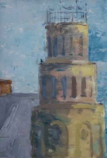 Original Abstract Architecture Painting by Julija Levuskane