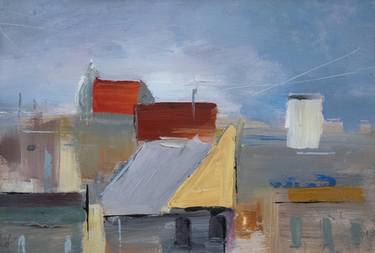 Original Abstract Cities Painting by Julija Levuskane