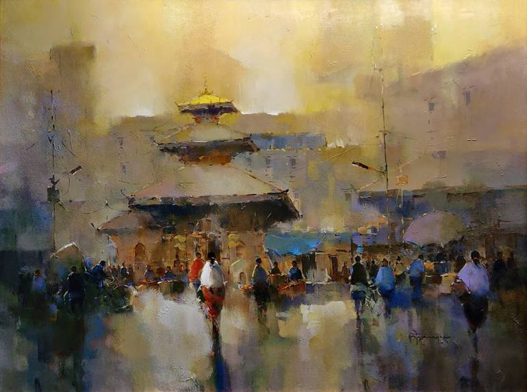 Original Folk Architecture Paintings by Akshaya Dhakal