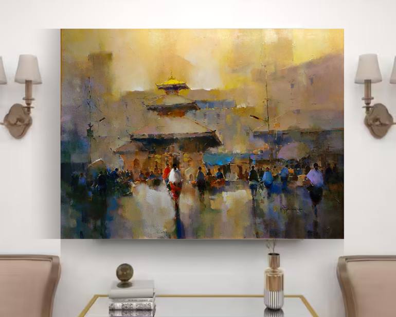 Original Folk Architecture Painting by Akshaya Dhakal