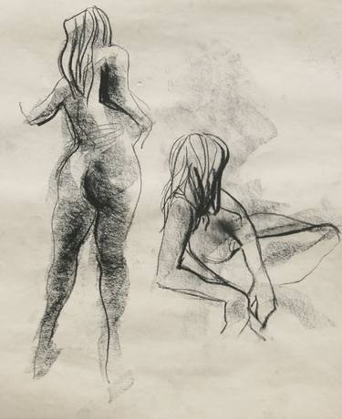 Original Abstract Expressionism Nude Drawings by David Cooper