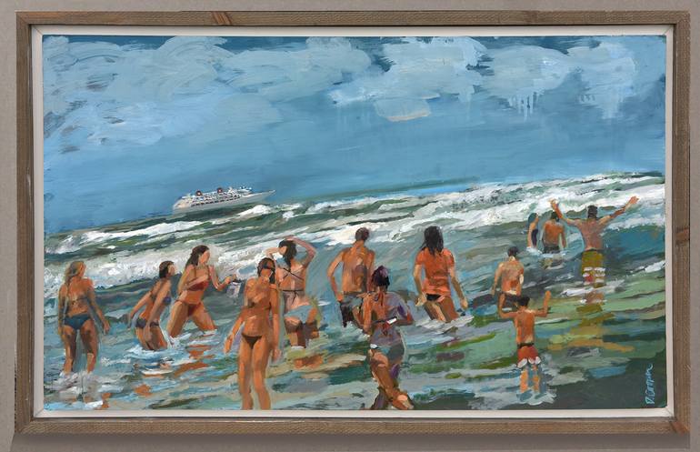 Original Abstract Expressionism Beach Painting by David Cooper