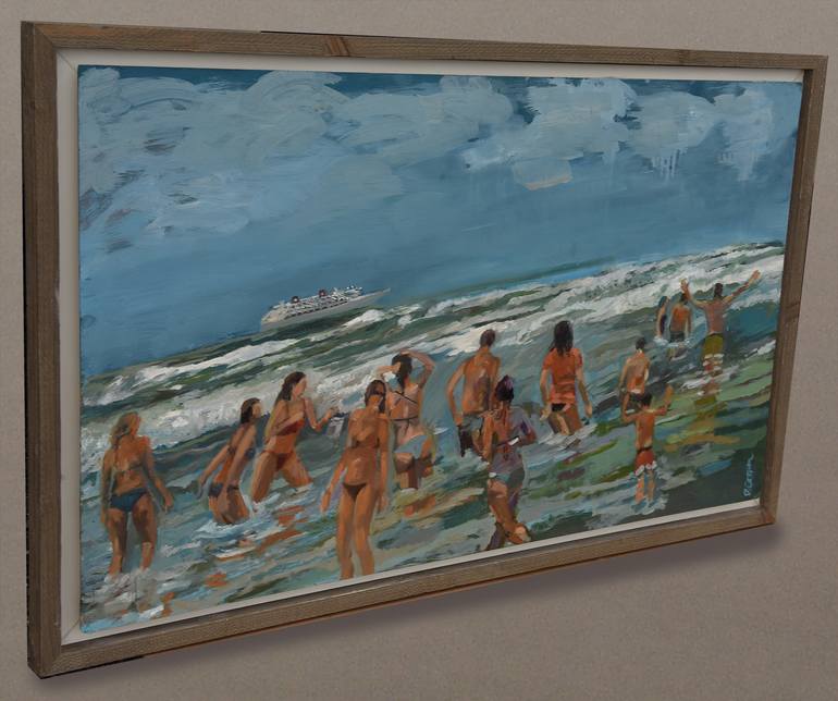 Original Abstract Expressionism Beach Painting by David Cooper