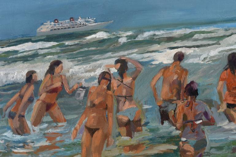 Original Abstract Expressionism Beach Painting by David Cooper