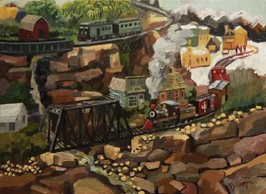 Original Impressionism Train Paintings by David Cooper