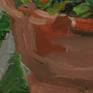 Potted red patio flowers brighten up the deck and make for great accents of color during the summer.