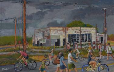 Print of Impressionism Bicycle Paintings by David Cooper