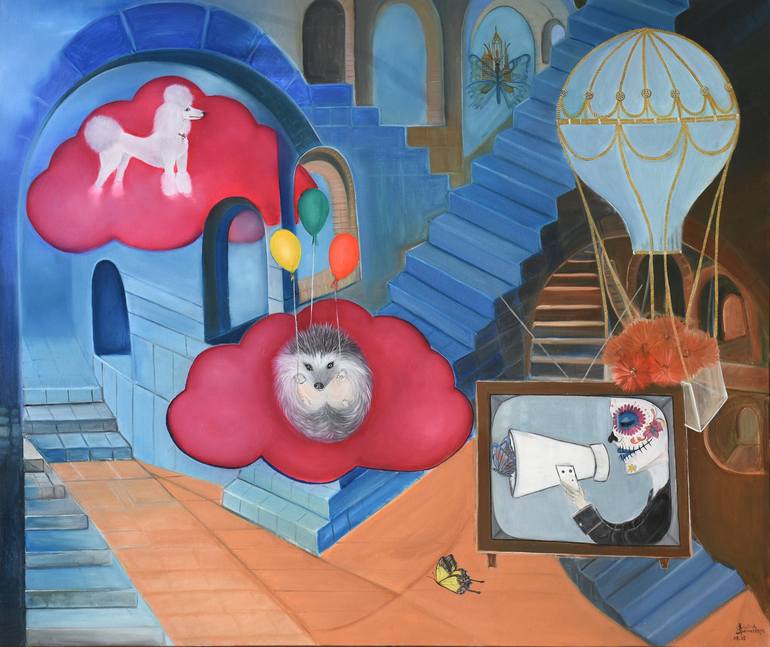 Original Architecture Painting by Krystsina Shpakouskaya | Figurative Art on Canvas | "It seems to be reality, and yet an illusion"
