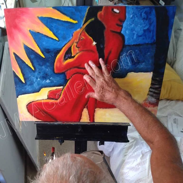 Original Abstract Expressionism People Painting by Sam Monet