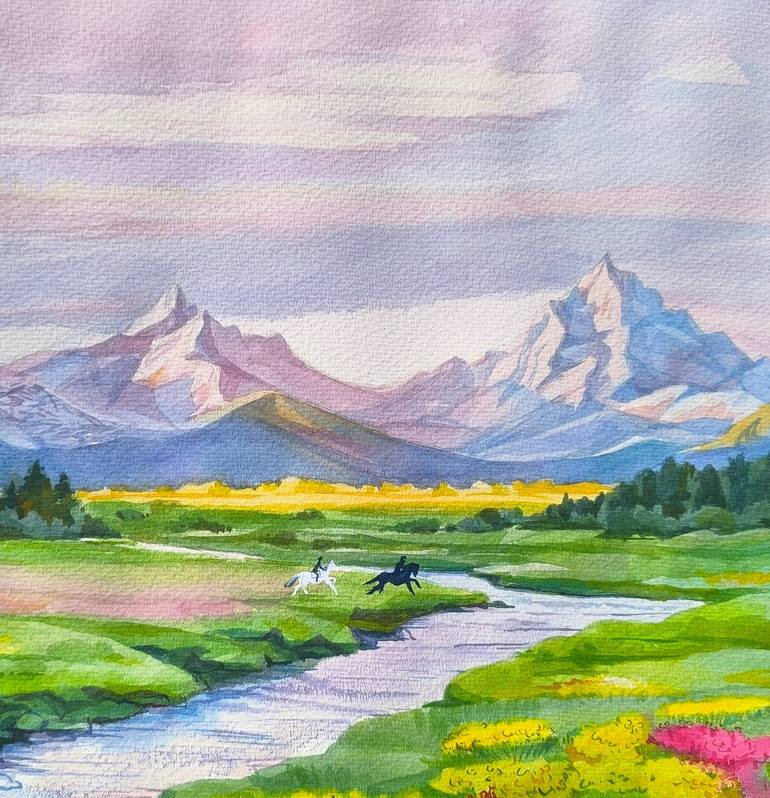 Original Art Nouveau Landscape Painting by Sofia Oleinik