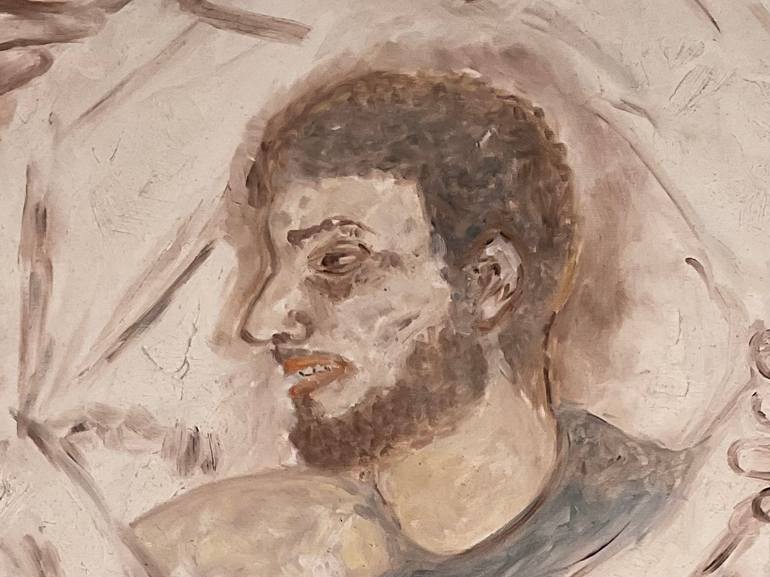 Original Documentary People Painting by Gisele Van Wambeke