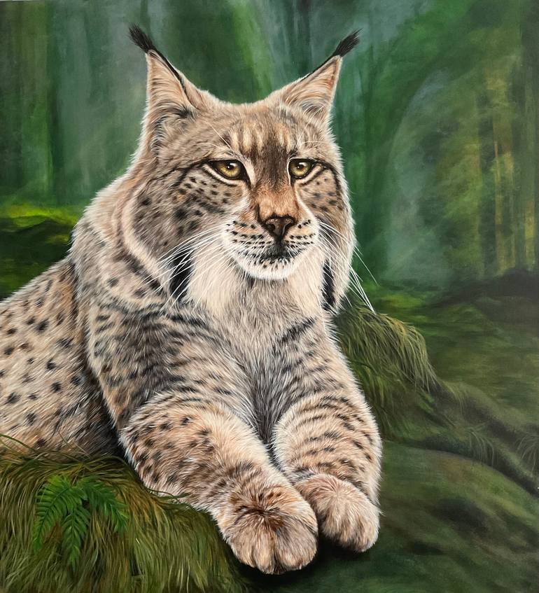 Original Wildlife Painting by Olessya Shuvayeva | Realism Art on Canvas | Lynx. Guardian of the Forest