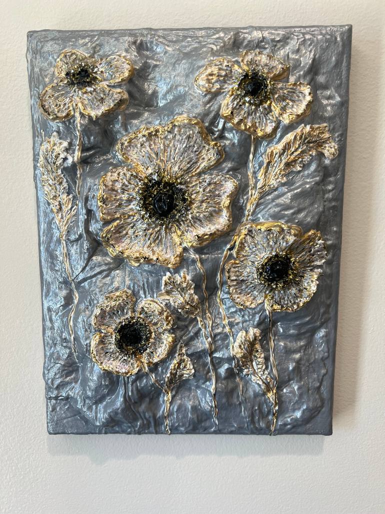 Original Abstract Floral Mixed Media by Lora Kochetkova