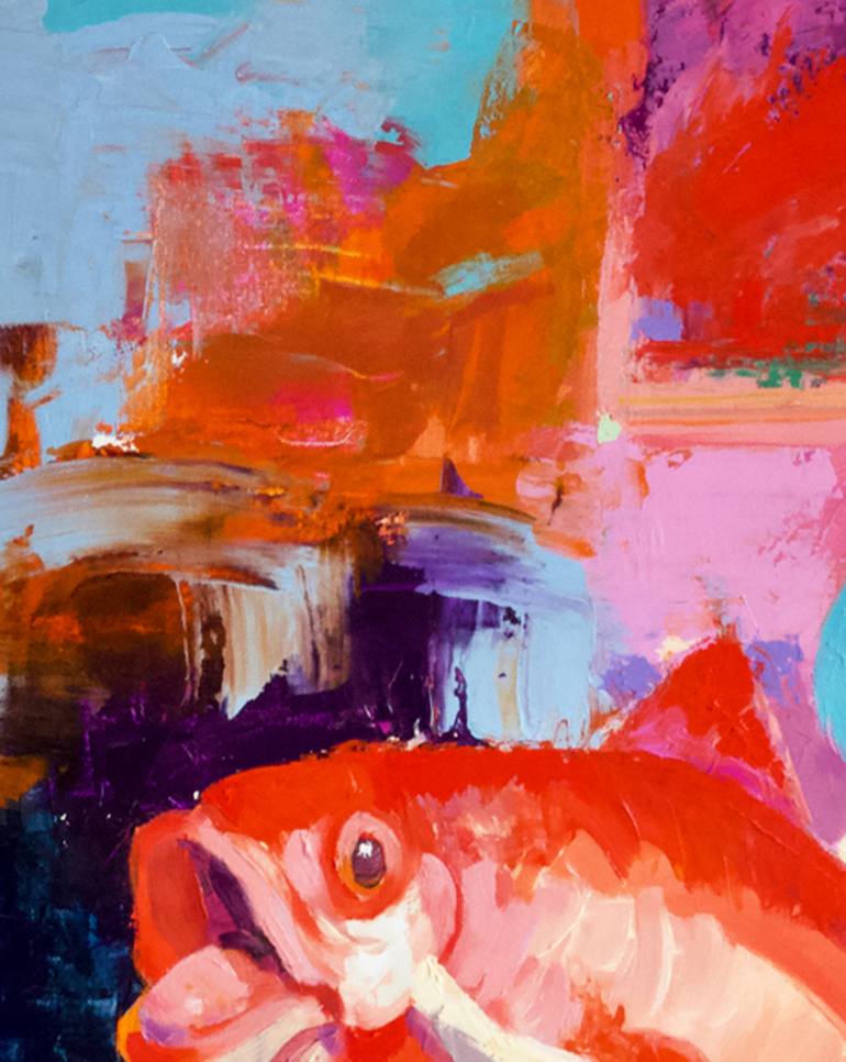 Original Abstract Expressionism Fish Painting by M Najaka