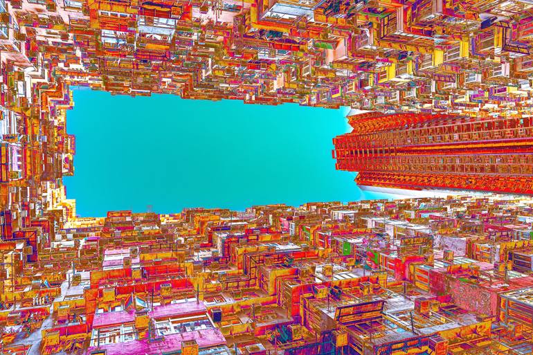 Original Architecture Photography by Christian Goetghebeur | Expressionism Art on Aluminum Dibond | Sky and Monster building in Hong-Kong
