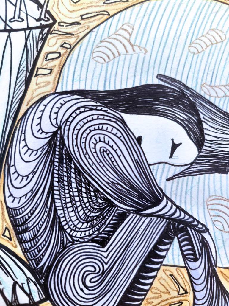 Original Contemporary People Drawing by Yana Dmitrieva