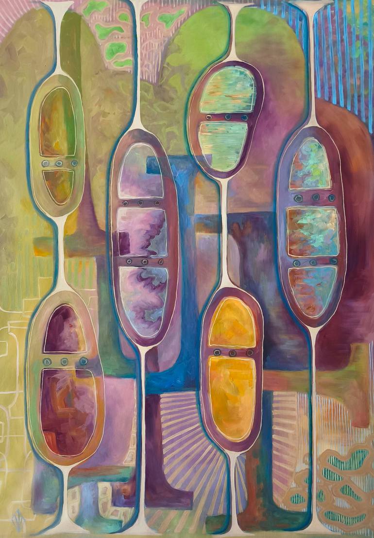 Large Geometric Abstract Painting in Pastel Colors Original Painting by yana dmitrieva