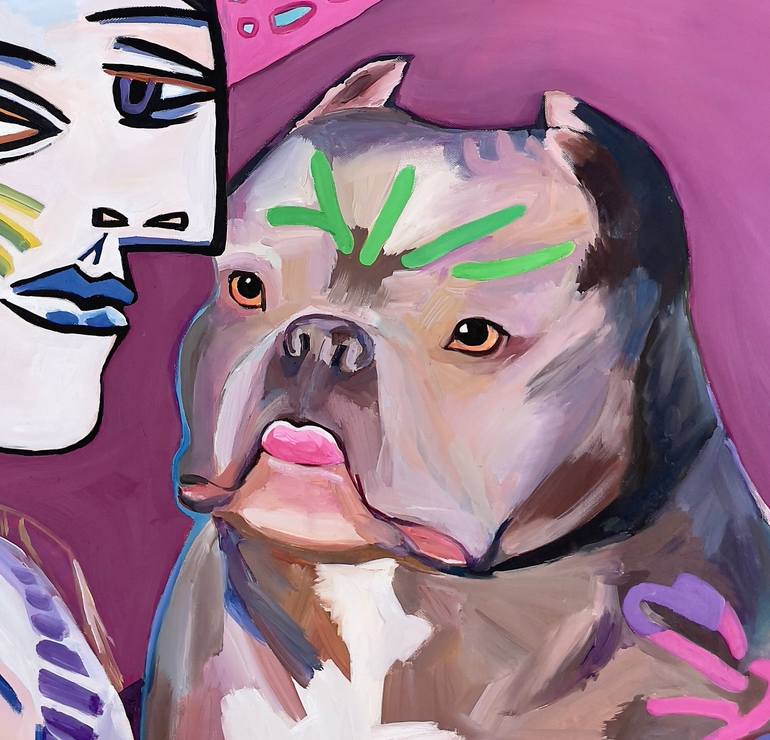 Original Cubism Dogs Painting by Assya Lucky