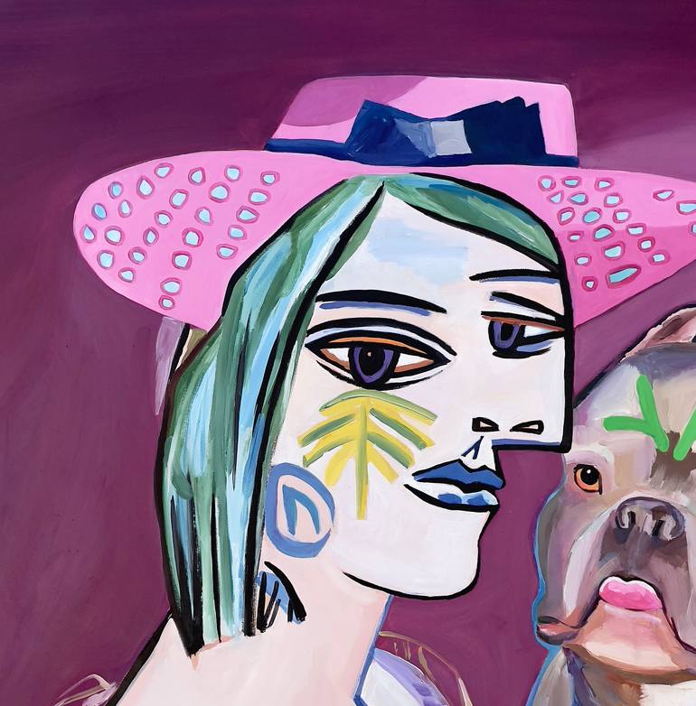 Original Cubism Dogs Painting by Assya Lucky