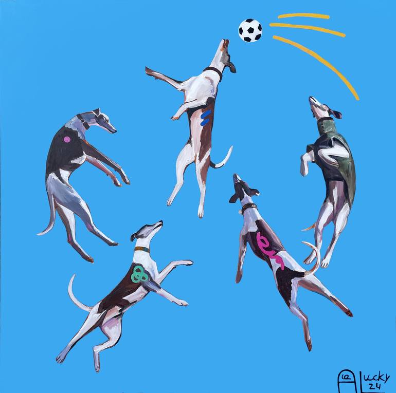 Original Expressionism Dogs Paintings by Assya Lucky