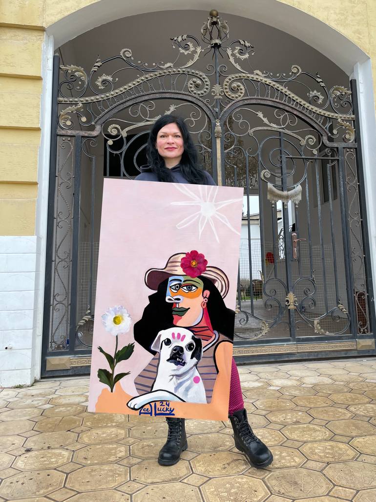 Original Expressionism Dogs Painting by Assya Lucky
