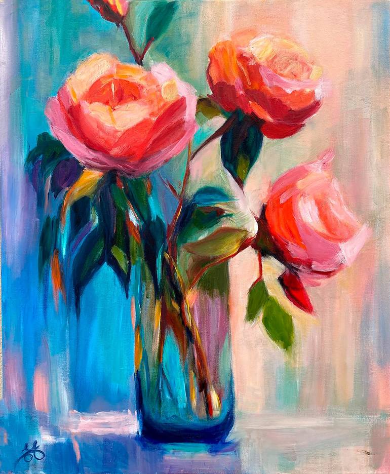 Print of Expressionism Floral Paintings by Elena Elkina