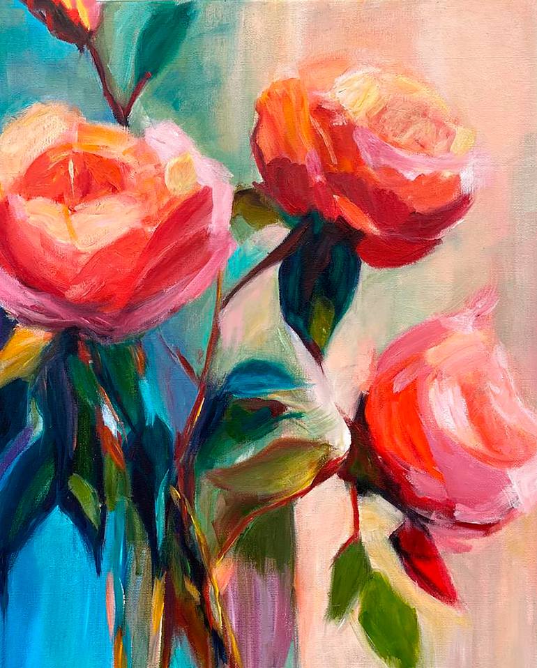 Original Expressionism Floral Painting by Elena Elkina