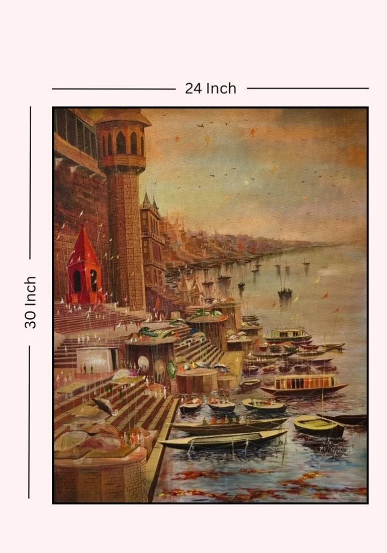 Original Conceptual Boat Painting by Santosh Kumar Sandilya