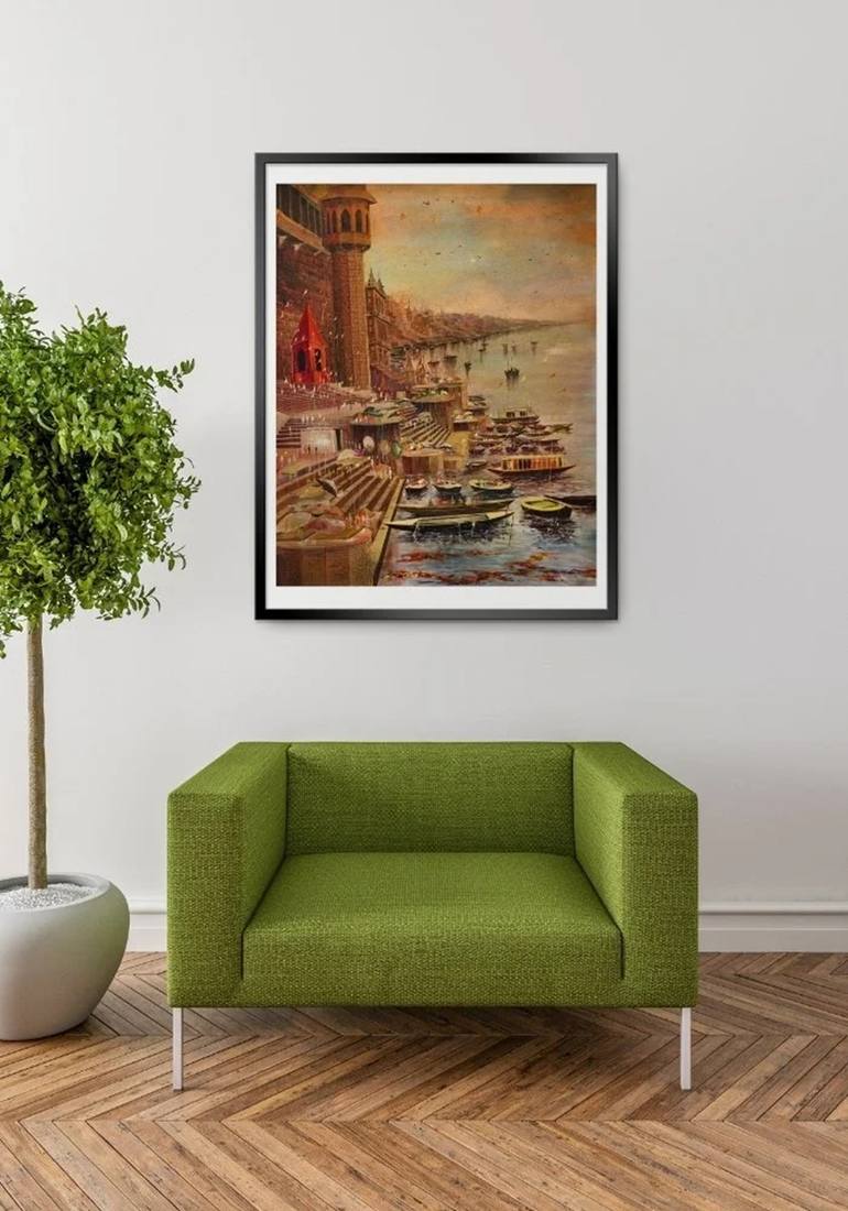 Original Conceptual Boat Painting by Santosh Kumar Sandilya