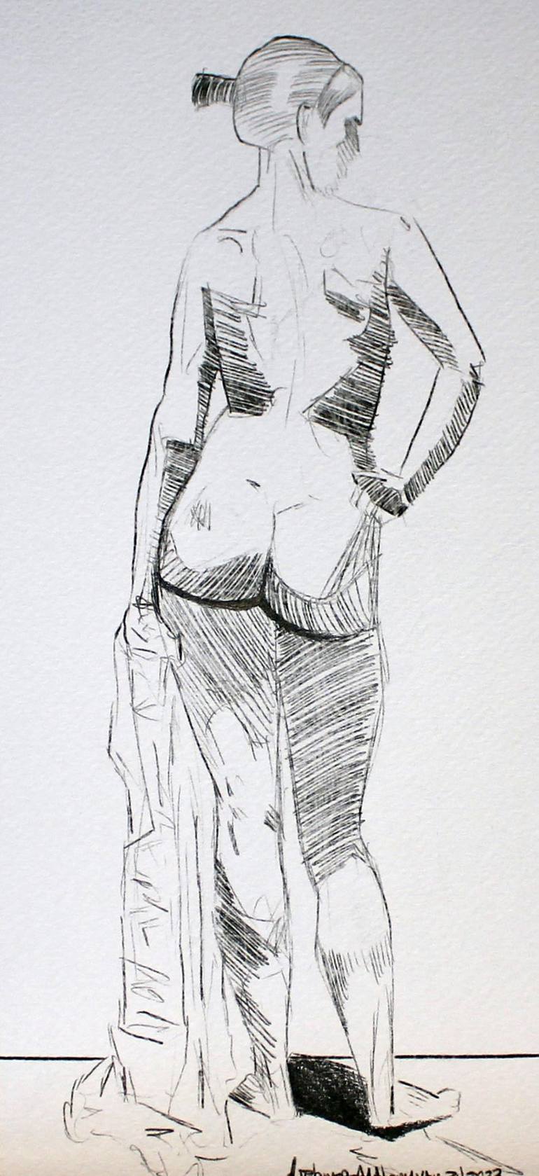 Everyday Life No 287B: Expressive Line Art of Female Nude Drawing by  Liebner-Anthony Studio | Saatchi Art