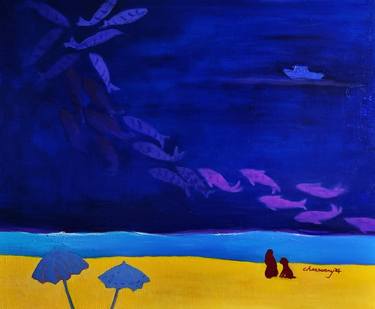 Original Abstract Expressionism Beach Paintings by Chaesun Kim