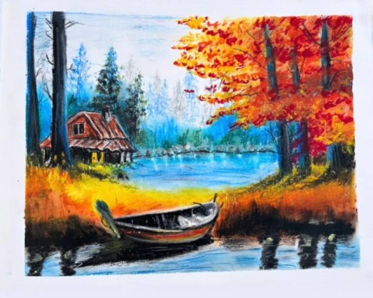 Original Color Field Painting Nature Drawing by Prabal Das