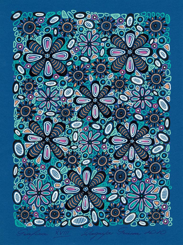 Print of Art Deco Floral Drawings by Dagnija Griezne