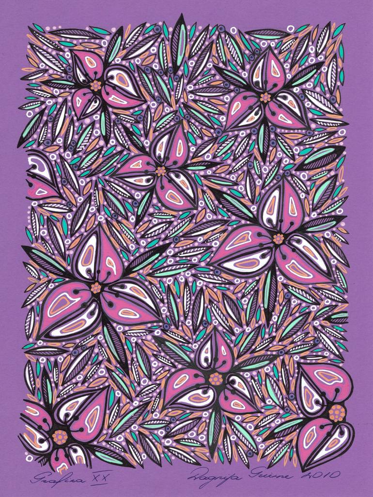 Print of Art Deco Floral Drawings by Dagnija Griezne