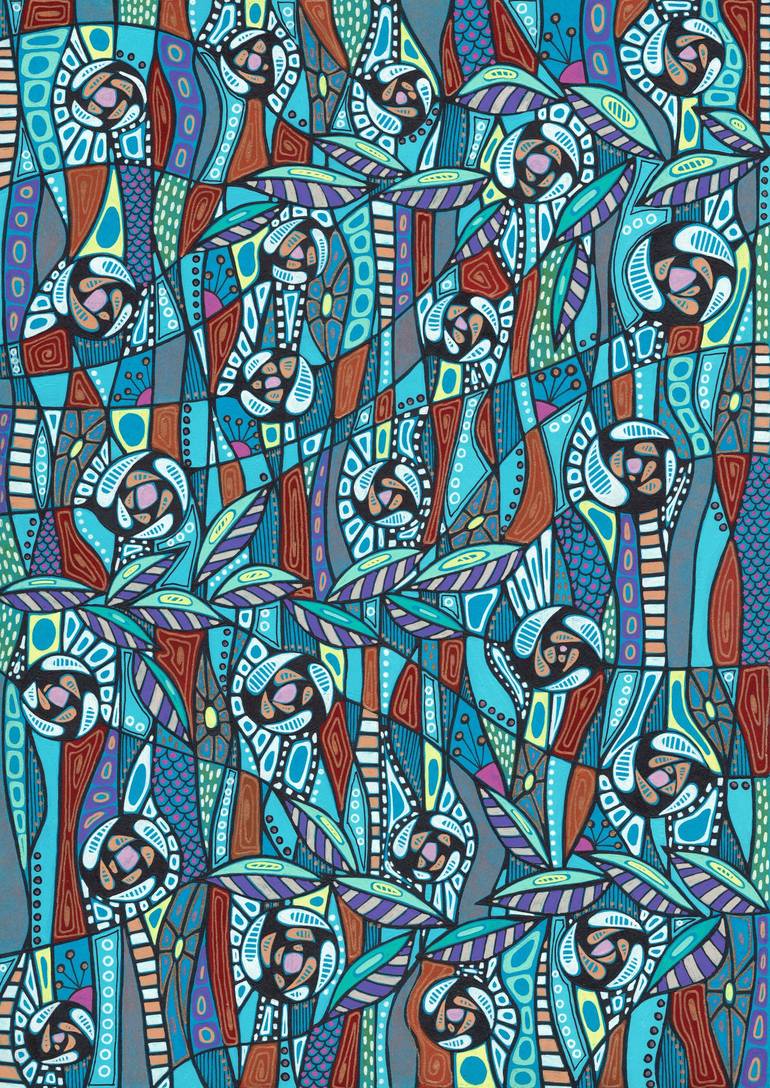 Print of Art Deco Floral Drawings by Dagnija Griezne
