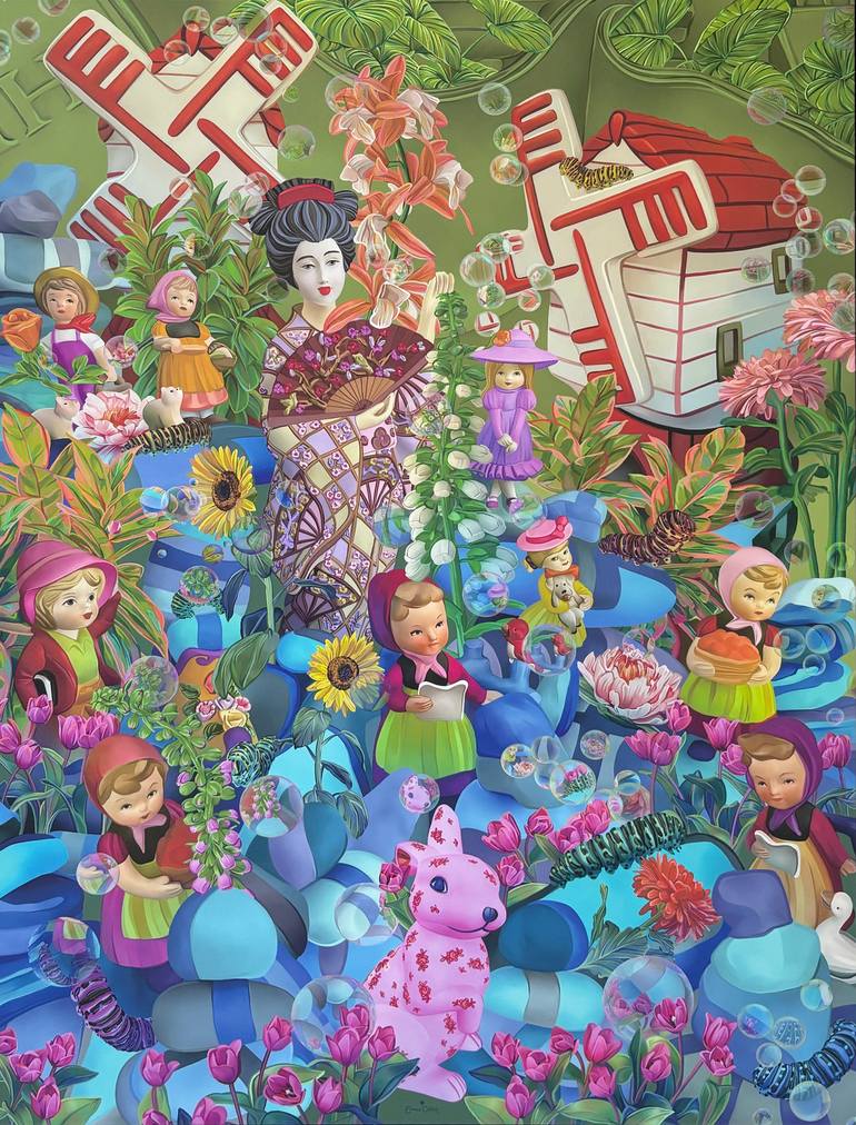 Original Fantasy Mixed Media by Emma Collins | Digital Art Art on Canvas | Children of the Floating World