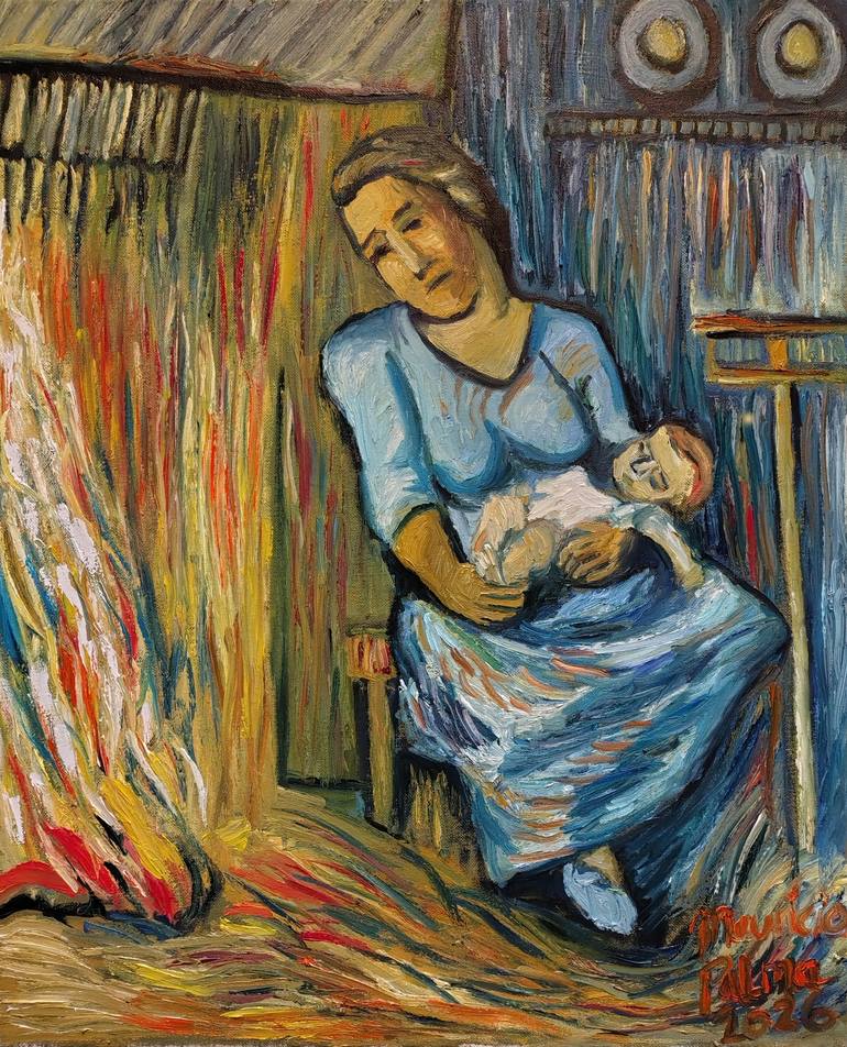 Original Love Painting by Mauricio Palma | Expressionism Art on Canvas | Maternity: A Study of Van Gogh and Millet