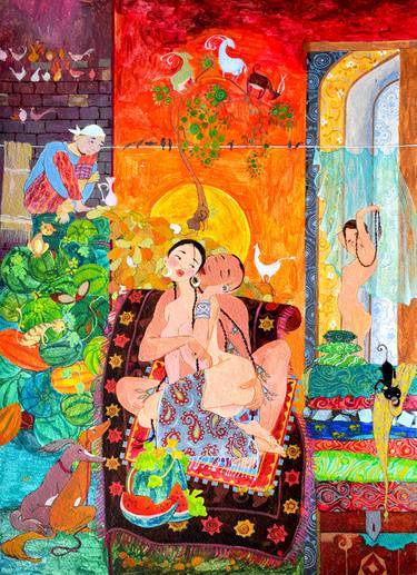 Original Folk Erotic Printmaking by Umit Zhubanysheva
